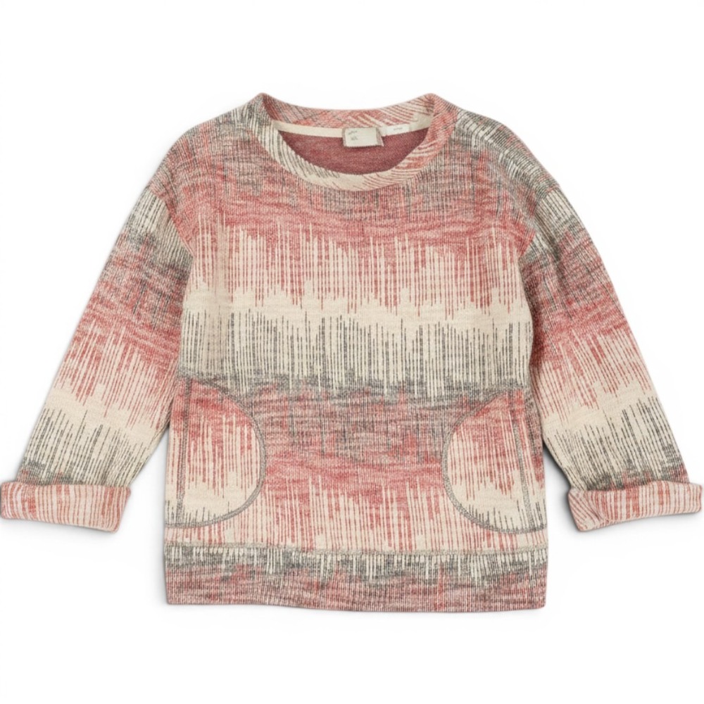 Anthropologie Postmark Pullover Top Women XS Red Space Dye Button Back Boho Chic